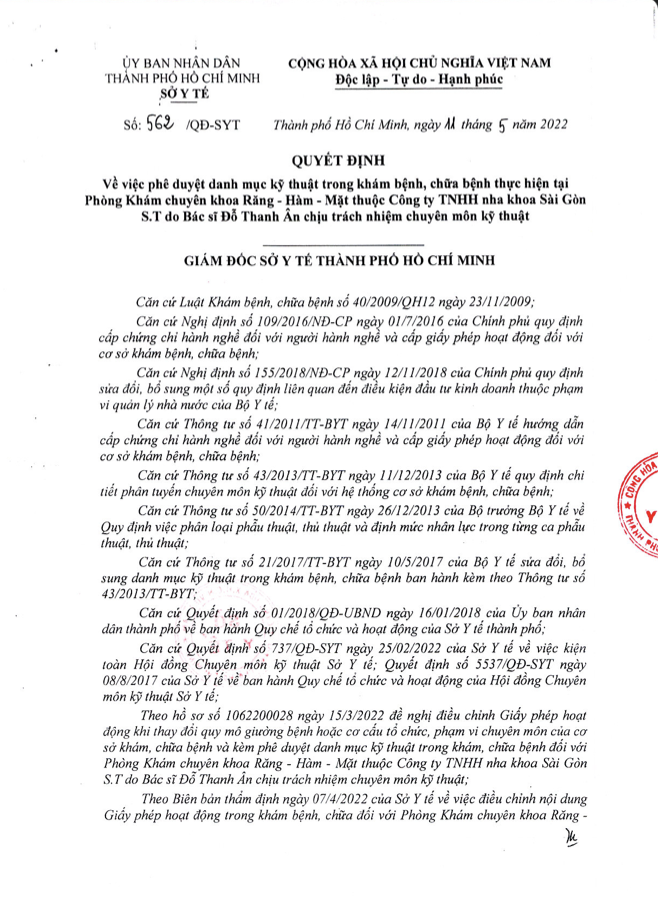 Danh mục kỹ thuật Sở Y Tế Cấp