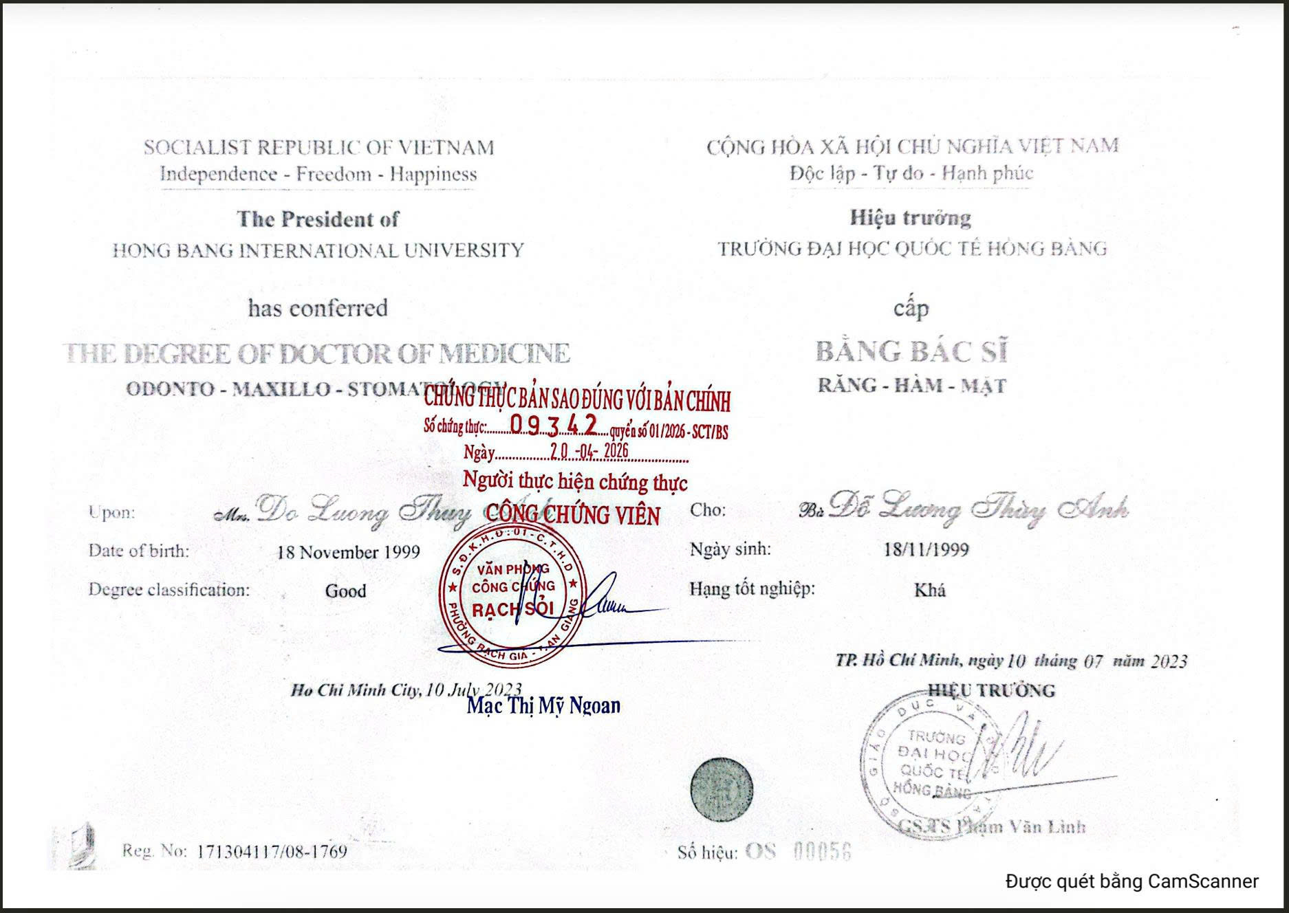 Bằng Bác Sĩ Thuỳ Anh